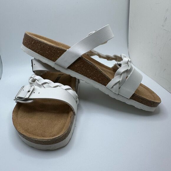 CUSHIONAIRE Women's Cork footbed Sandal with +Comfort 9.5 WIDE WHITE - Picture 6 of 7